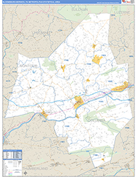 Bloomsburg-Berwick Metro Area Wall Map Basic Style 2026